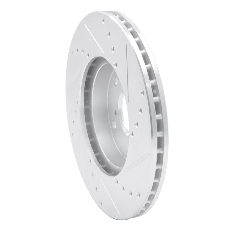 Acura CSX Brake Rotor (1) - Front Left - R1 Concepts - Drilled & Slotted - Silver - `98-`22